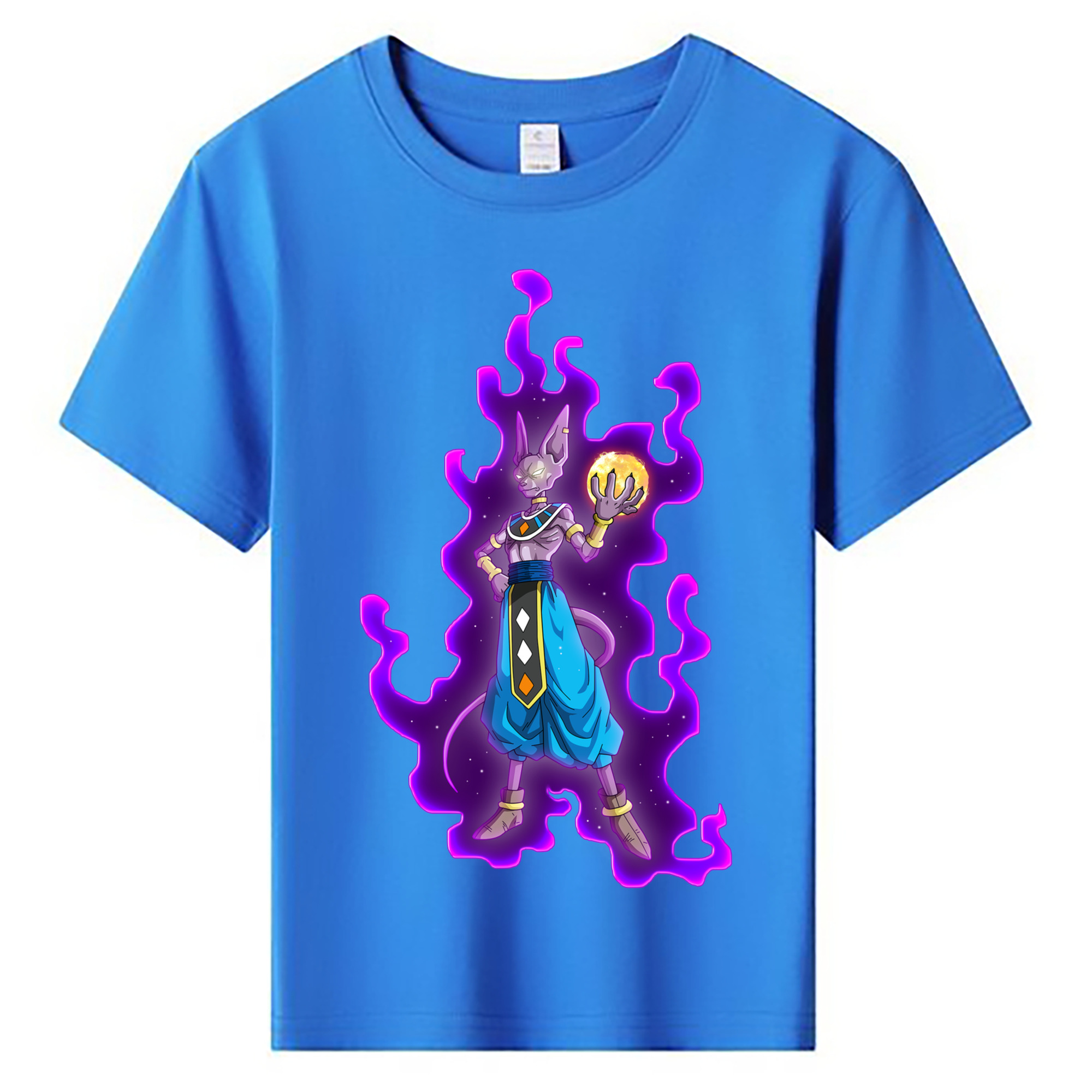 （画像用） ドラゴンボール ビルス 破壊神ビルス DRAGON BALL Beerus Birusu 綿100％キッズTシャツ（フロントプリント）